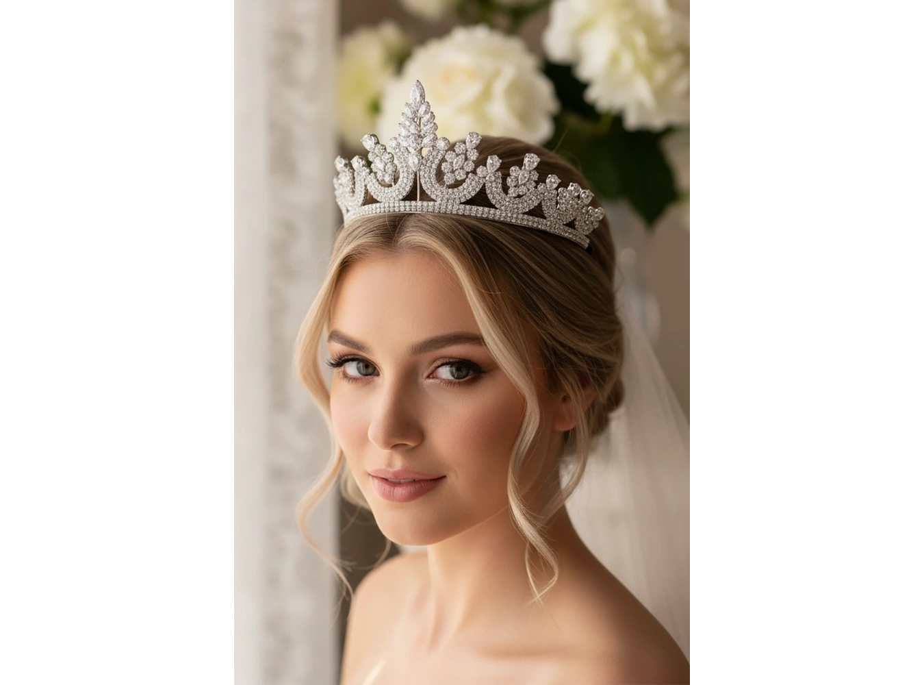 Zirkon Taşlı Gelin/Kına/Nişan/Söz Tasarım Taç