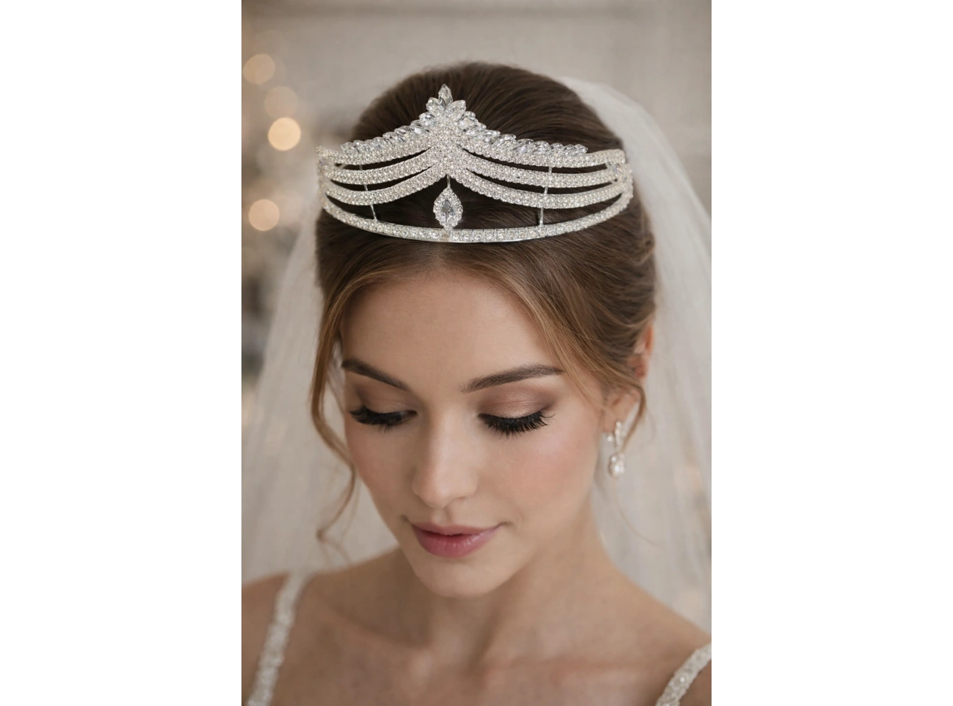 Zirkon Taşlı Gelin/Kına/Nişan/Söz Tasarım Taç