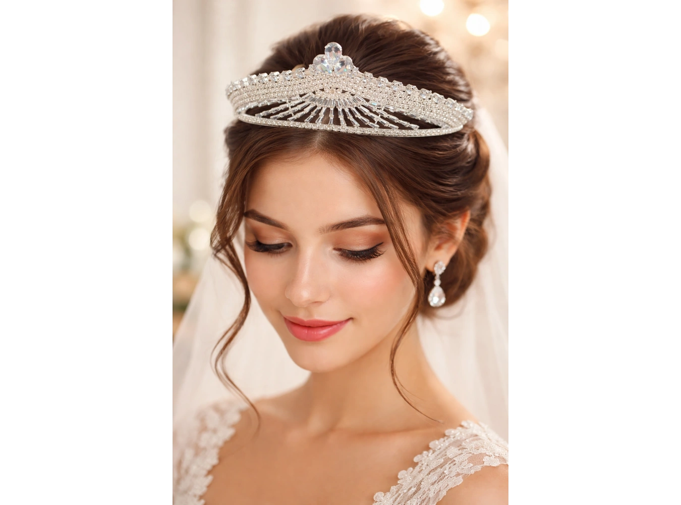 Zirkon Taşlı Gelin/Kına/Nişan/Söz Tasarım Taç