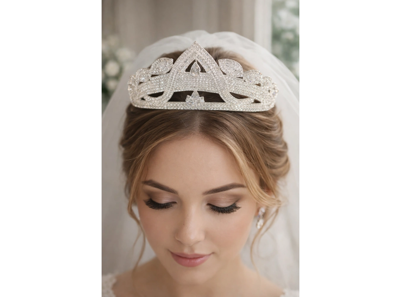 Zirkon Taşlı Gelin/Kına/Nişan/Söz Tasarım Taç