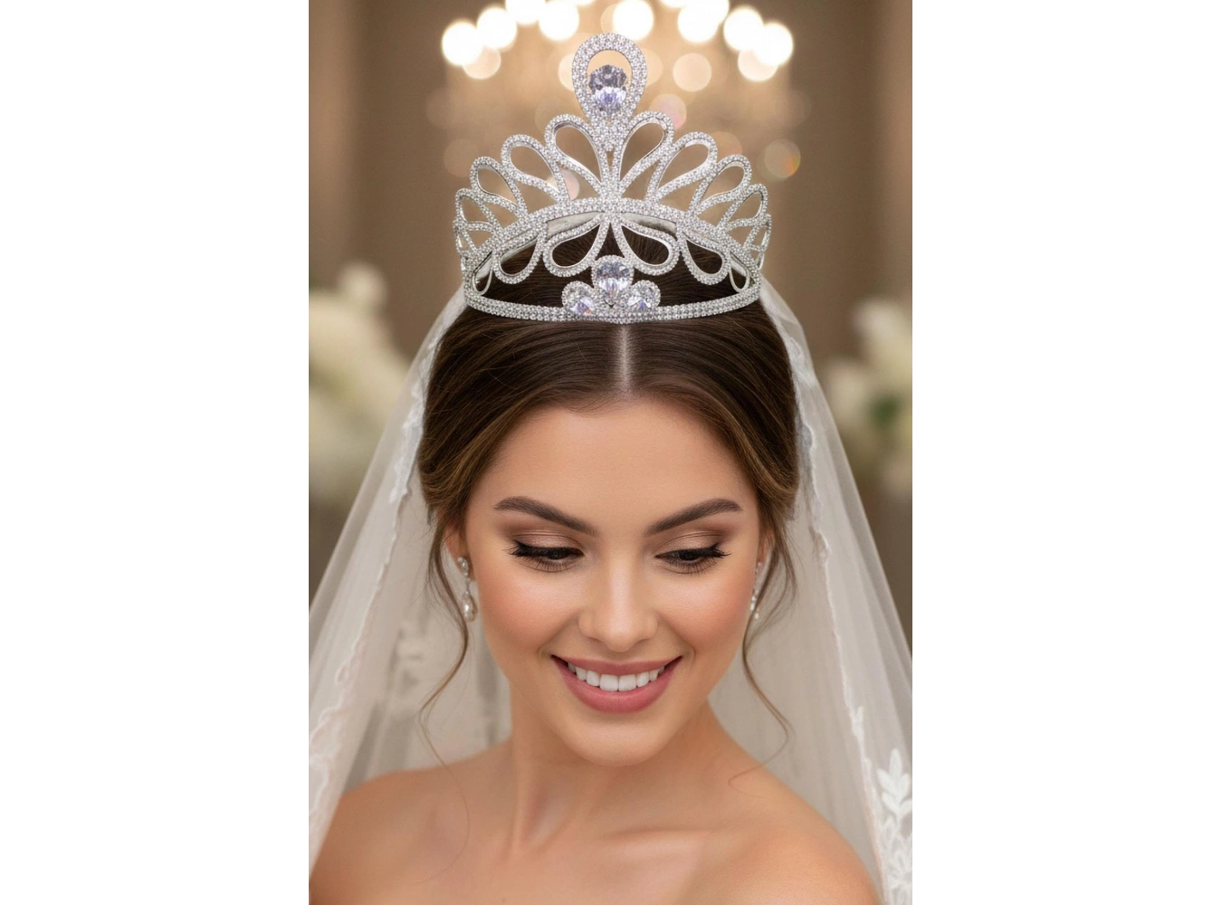 Zirkon Taşlı Gelin/Kına/Nişan/Söz Tasarım Taç