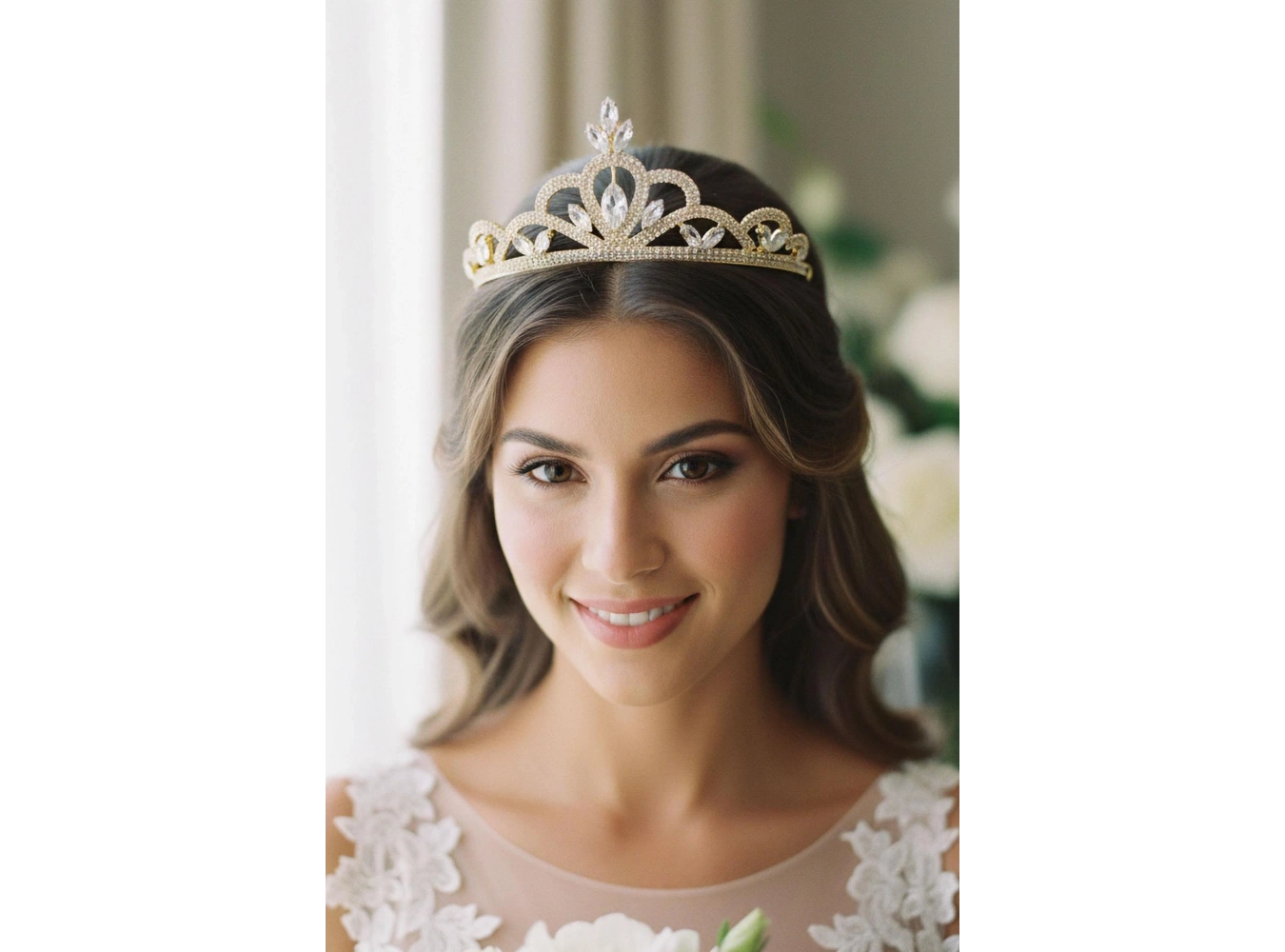 Zirkon Taşlı Gelin/Kına/Nişan/Söz Tasarım Taç