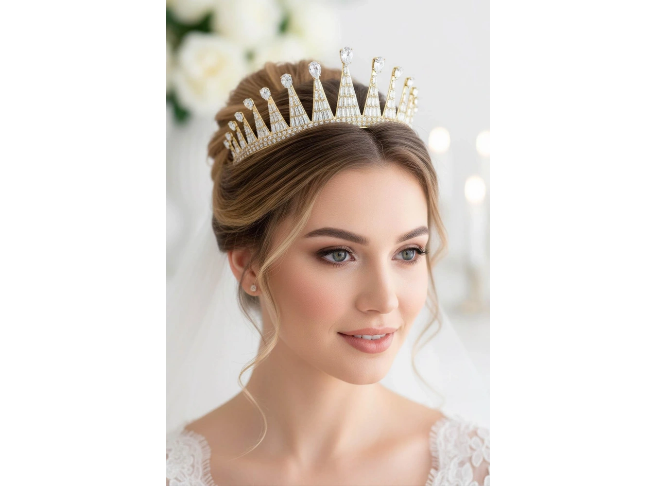 Zirkon Taşlı Gelin/Kına/Nişan/Söz Tasarım Taç