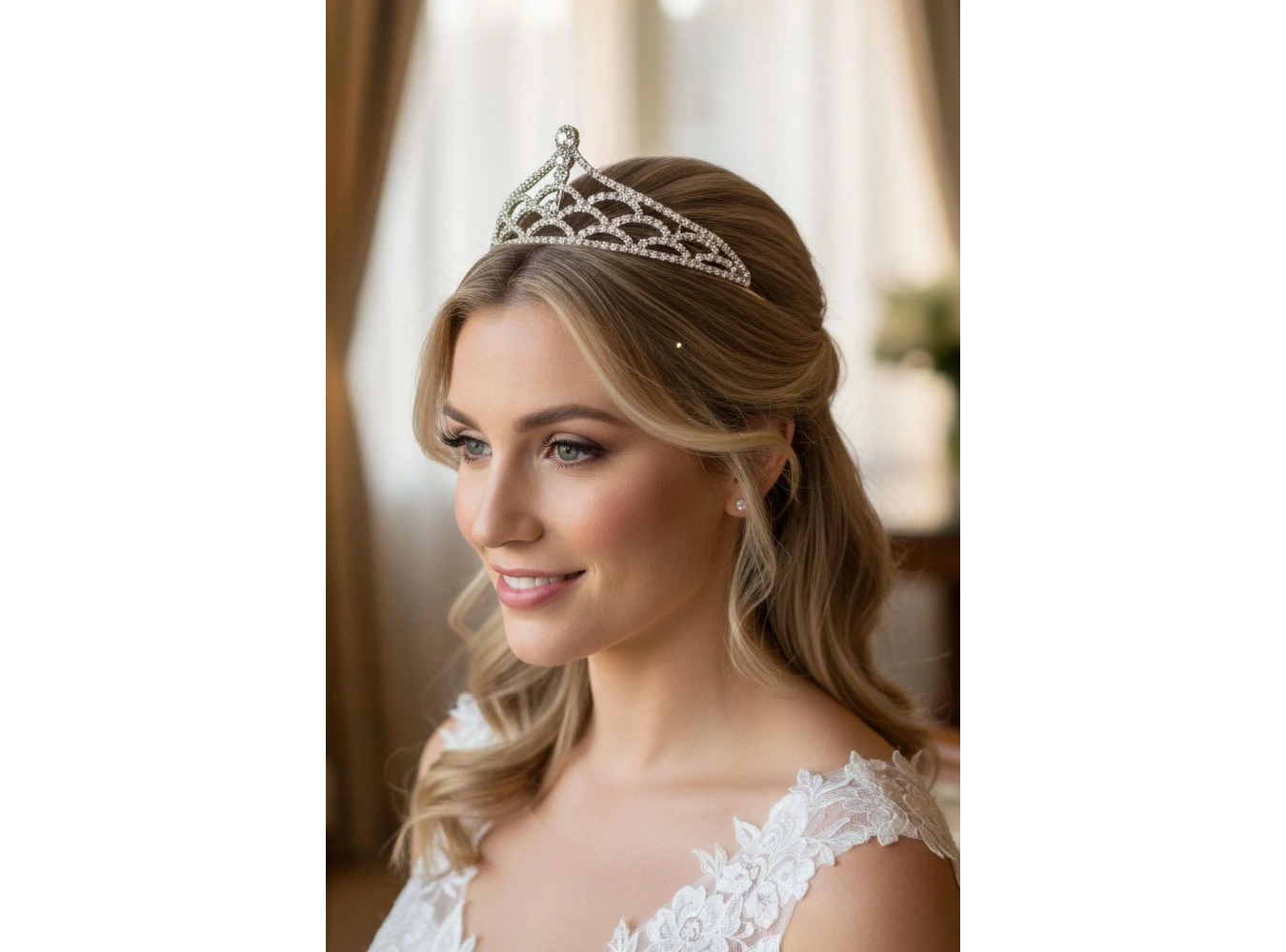 Zirkon Taşlı Gelin/Kına/Nişan/Söz Tasarım Taç