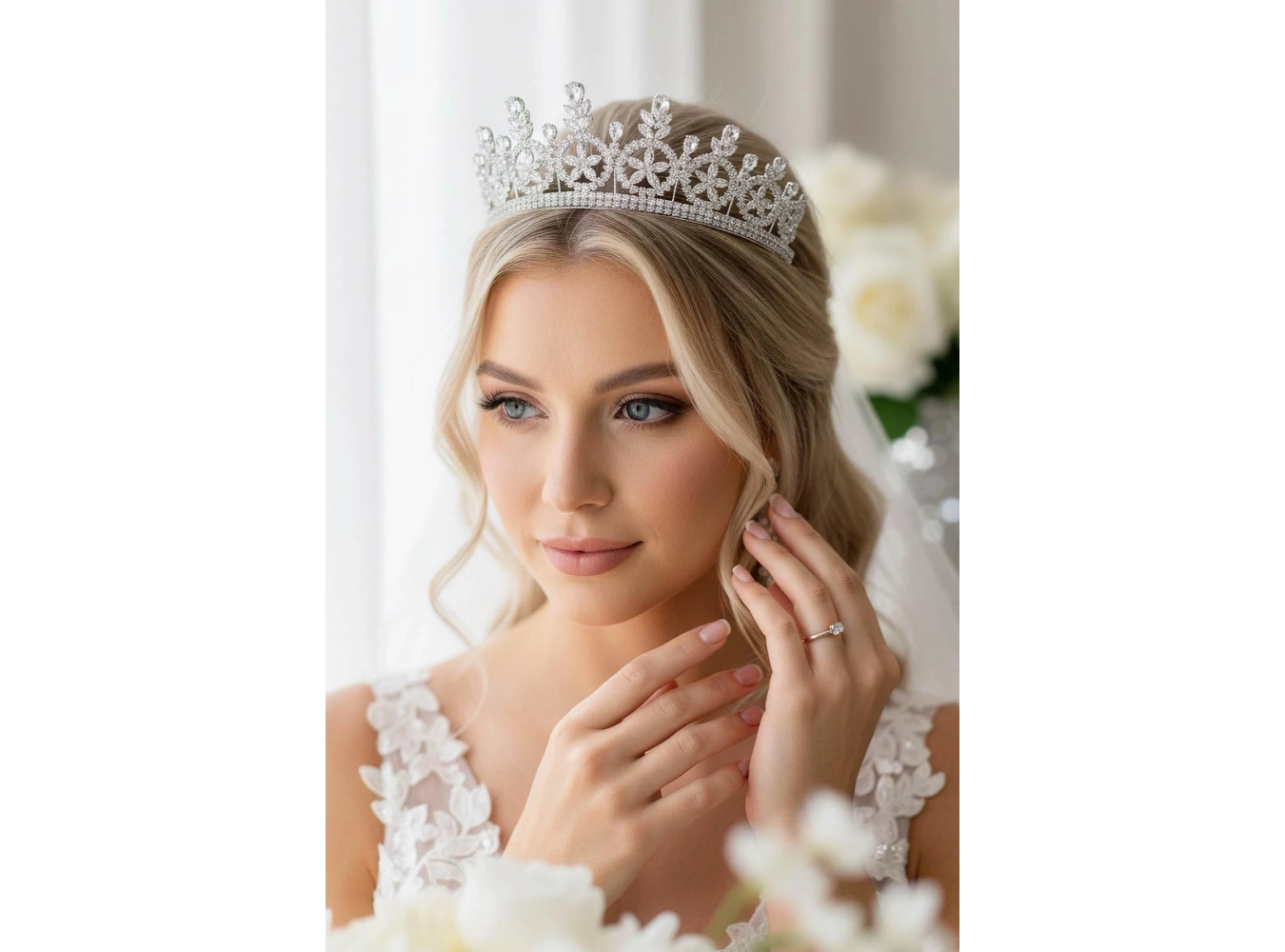 Zirkon Taşlı Gelin/Kına/Nişan/Söz Tasarım Taç