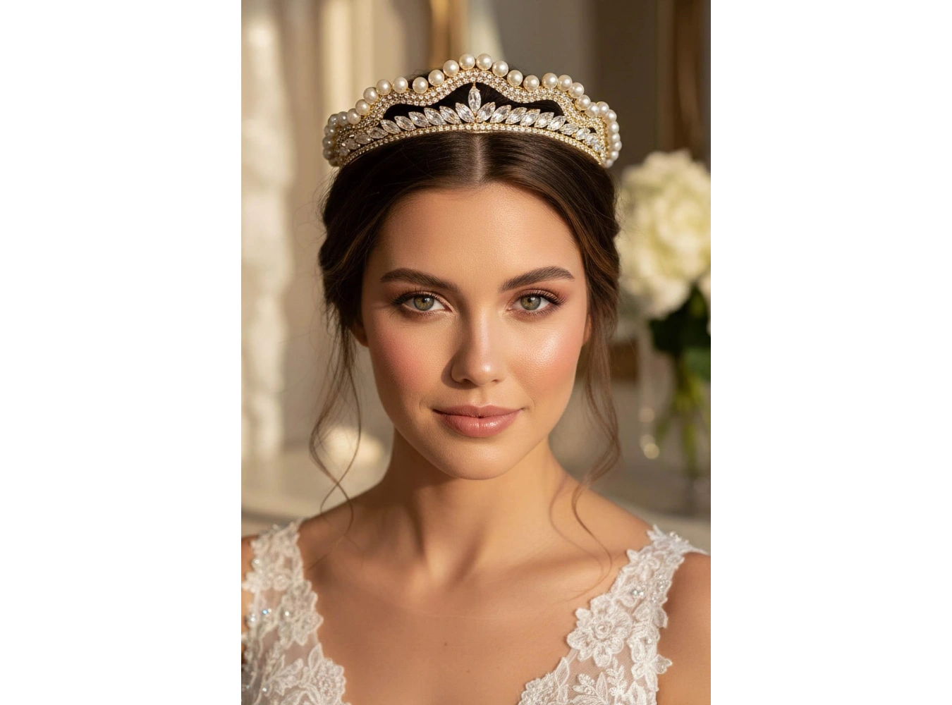 Zirkon Taşlı Gelin/Kına/Nişan/Söz Tasarım Taç