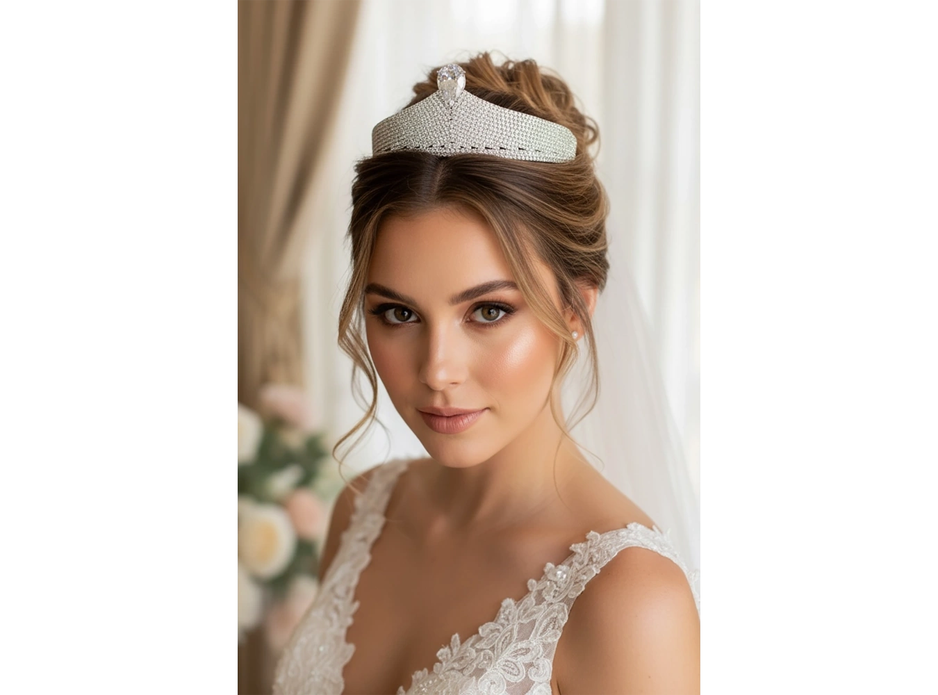 Zirkon Taşlı Gelin/Kına/Nişan/Söz Tasarım Taç