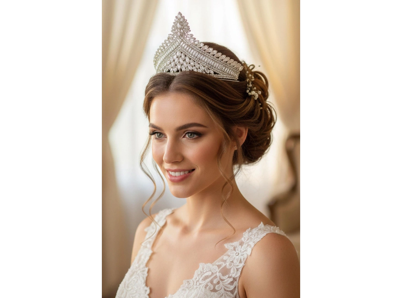 Zirkon Taşlı Gelin/Kına/Nişan/Söz Tasarım Taç