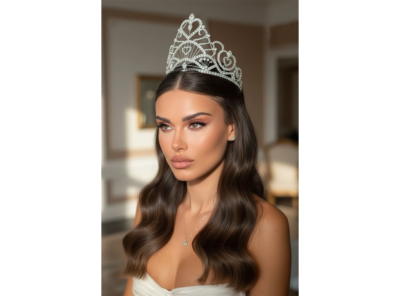 Zirkon Taşlı Gelin/Kına/Nişan/Söz Tasarım Taç