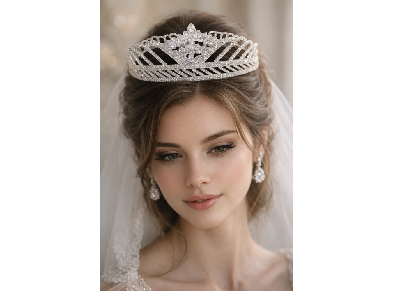 Zirkon Taşlı Gelin/Kına/Nişan/Söz Tasarım Taç