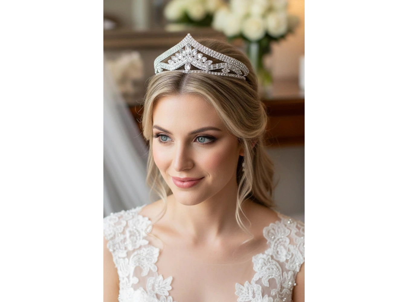 Zirkon Taşlı Gelin/Kına/Nişan/Söz Tasarım Taç