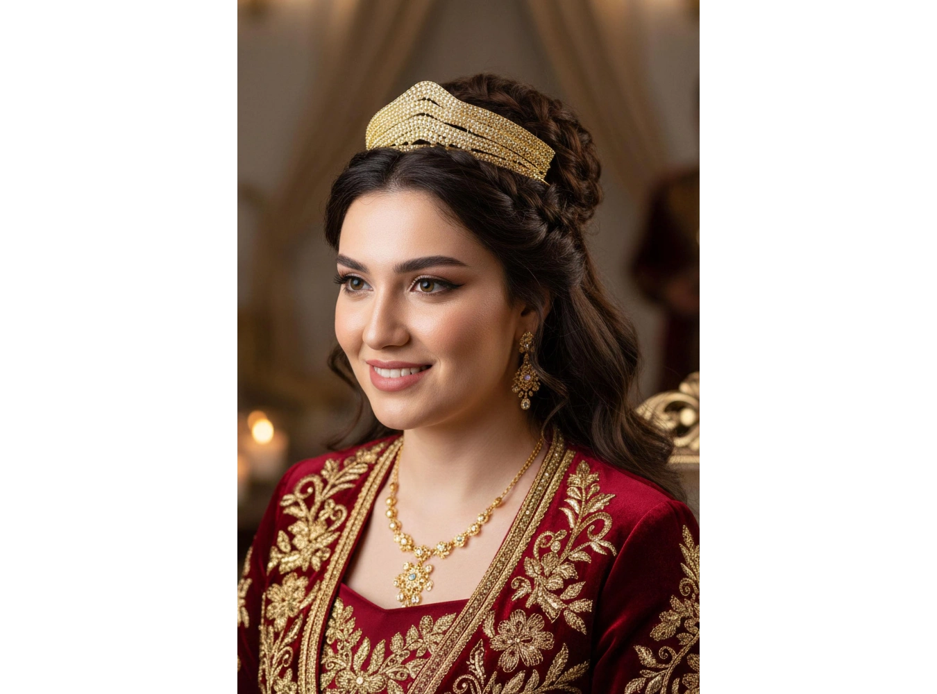 Zirkon Taşlı Gelin/Kına/Nişan/Söz Tasarım Taç