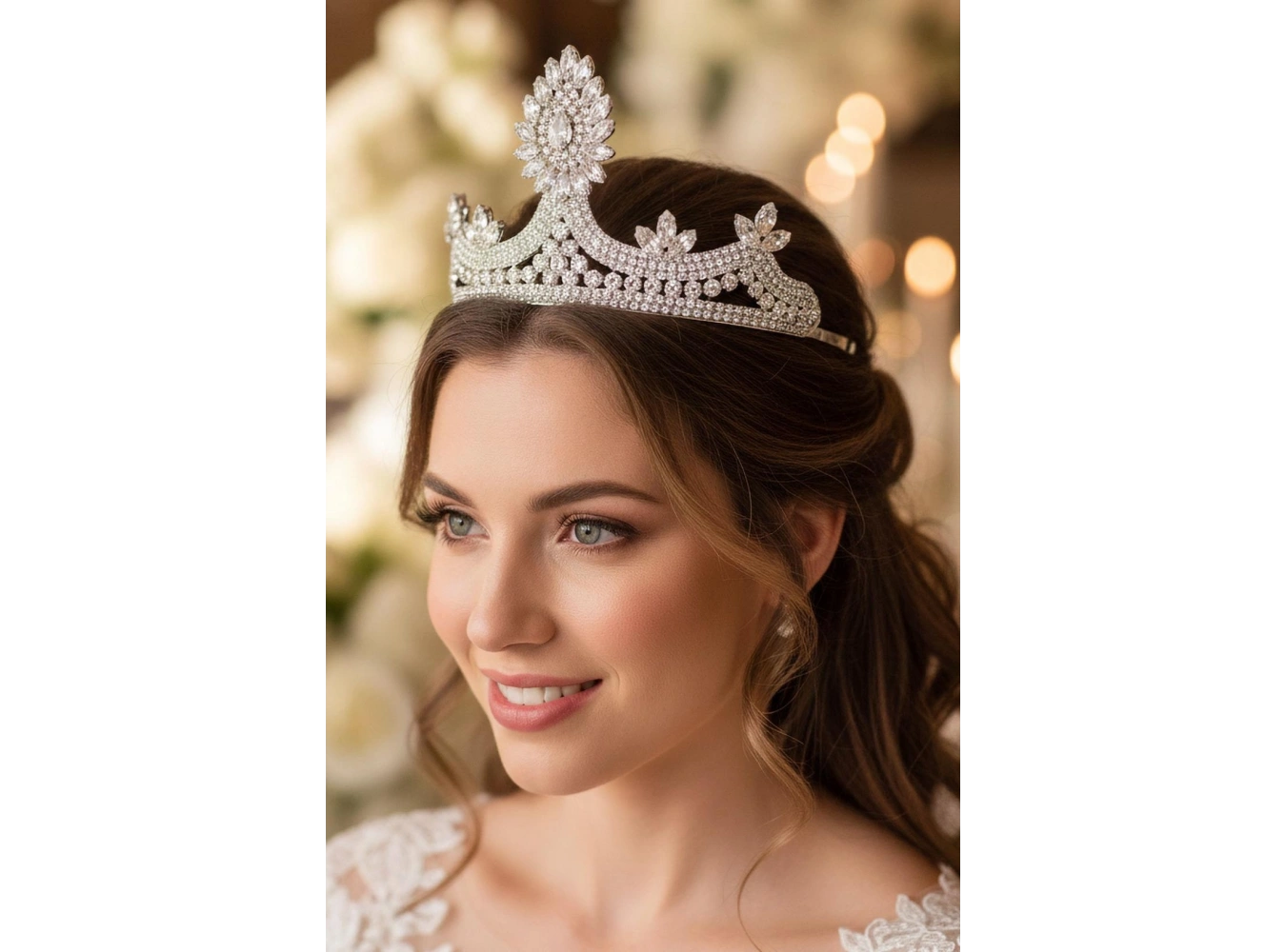 Zirkon Taşlı Gelin/Kına/Nişan/Söz Tasarım Taç