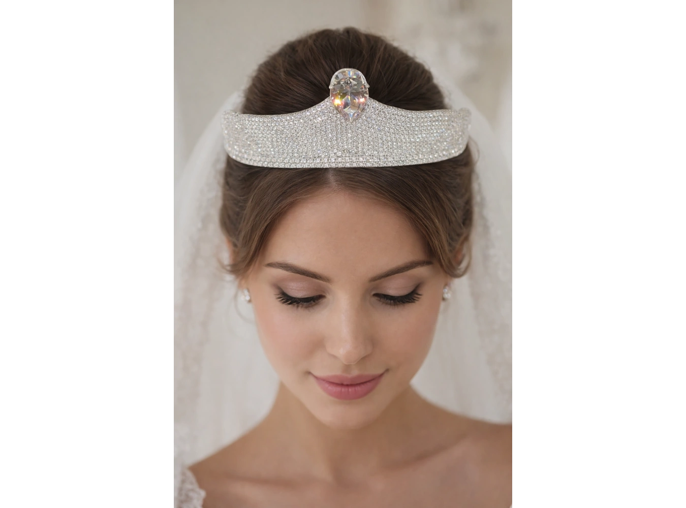 Zirkon Taşlı Gelin/Kına/Nişan/Söz Tasarım Taç