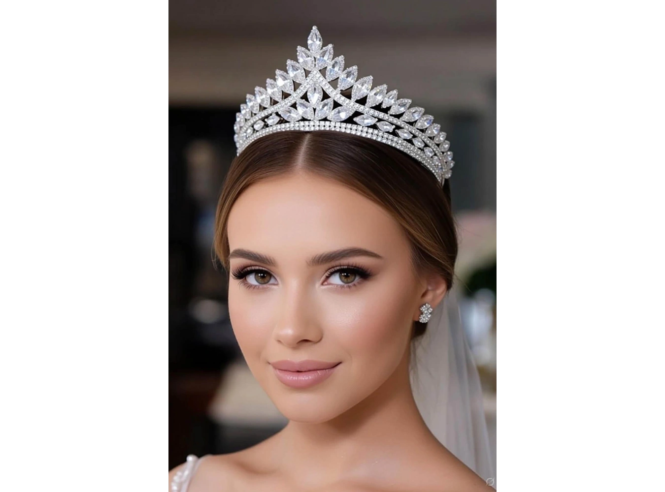 Zirkon Taşlı Gelin/Kına/Nişan/Söz Tasarım Taç