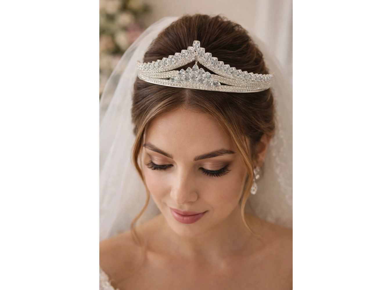 Zirkon Taşlı Gelin/Kına/Nişan/Söz Tasarım Taç