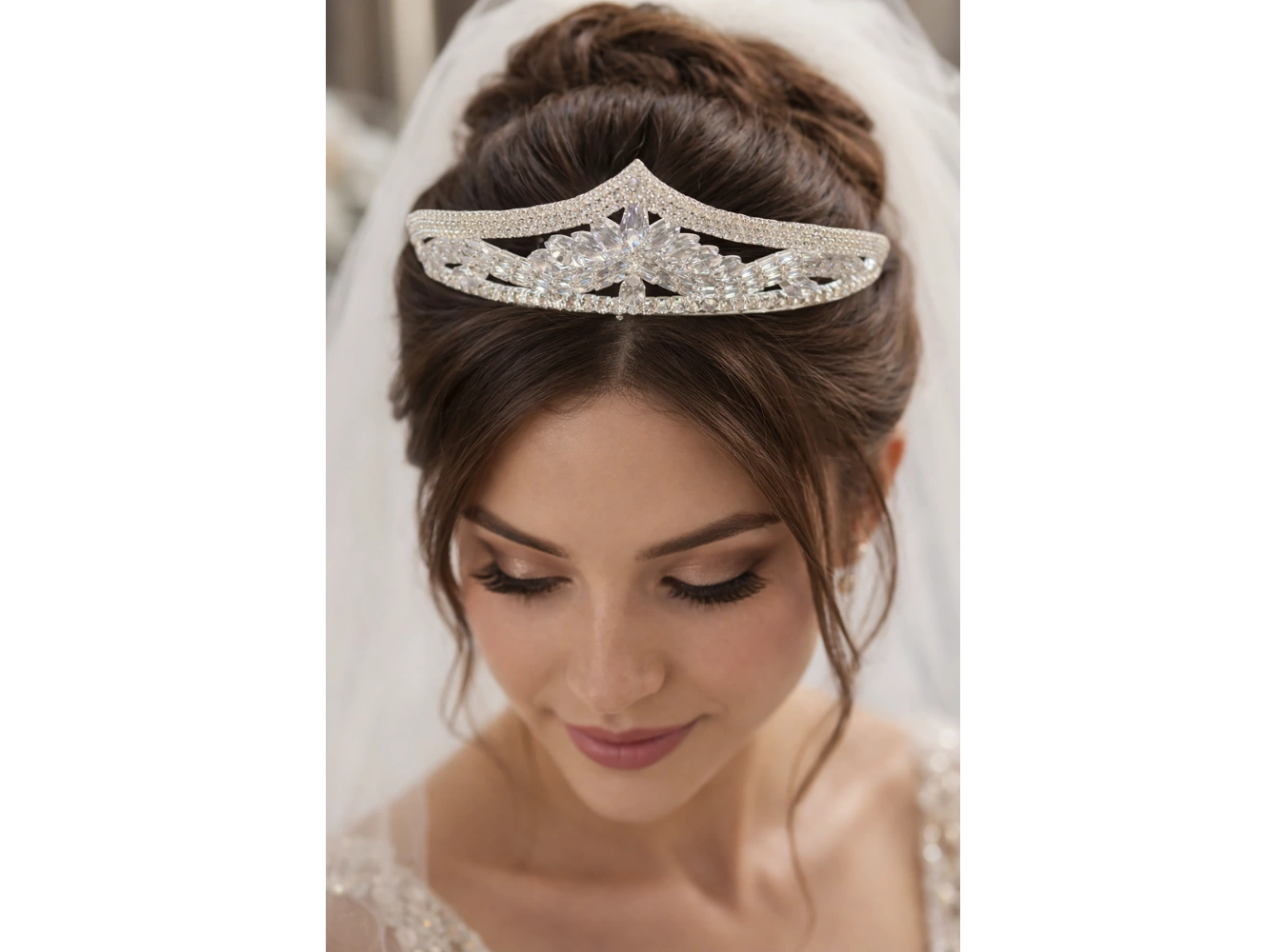 Zirkon Taşlı Gelin/Kına/Nişan/Söz Tasarım Taç