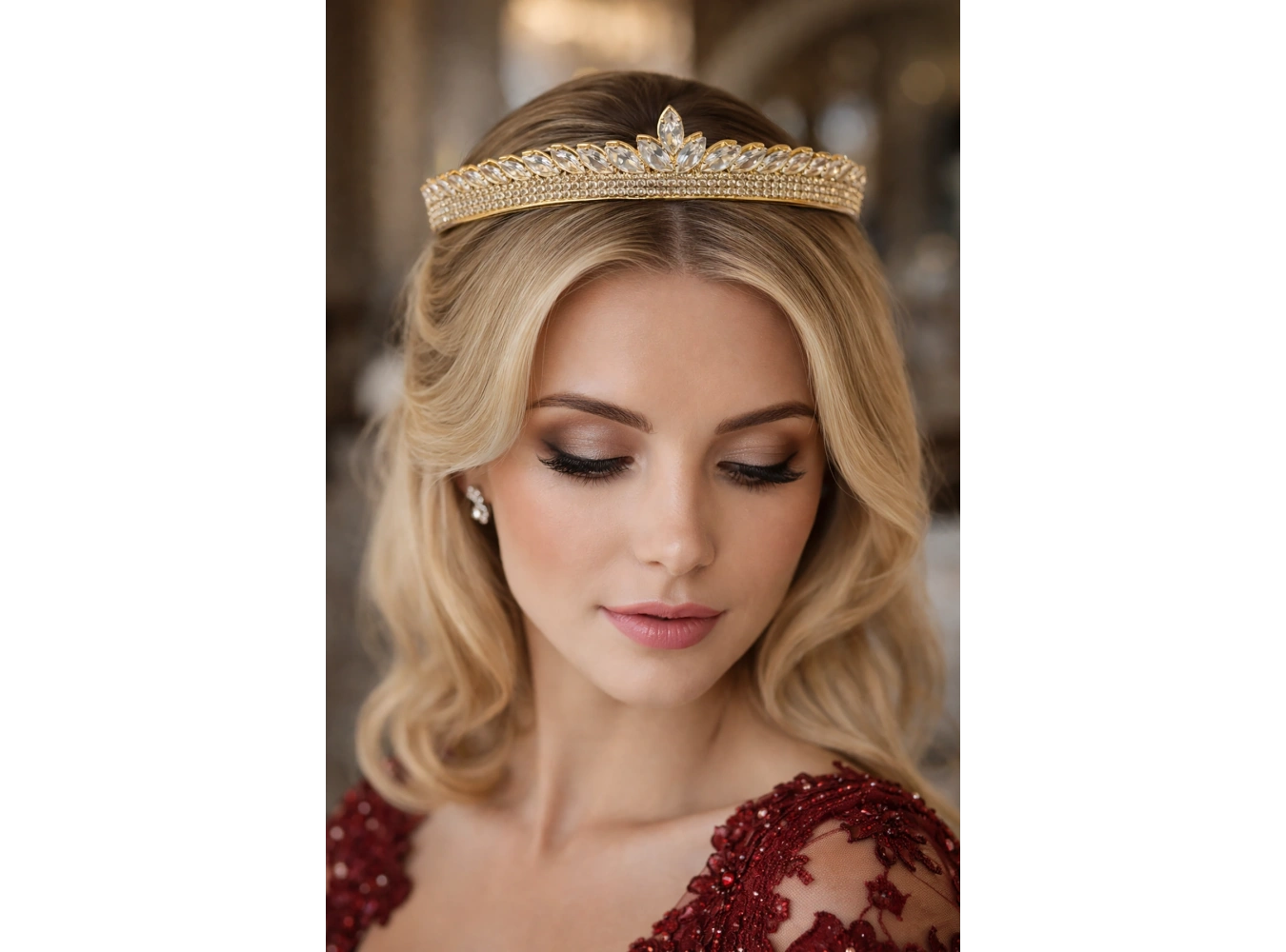 Zirkon Taşlı Gelin/Kına/Nişan/Söz Tasarım Taç