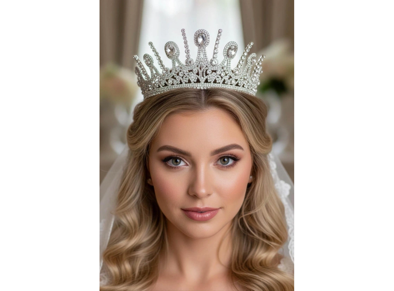 Zirkon Taşlı Gelin/Kına/Nişan/Söz Tasarım Taç