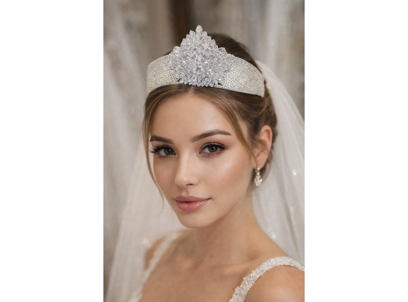 Zirkon Taşlı Gelin/Kına/Nişan/Söz Tasarım Taç