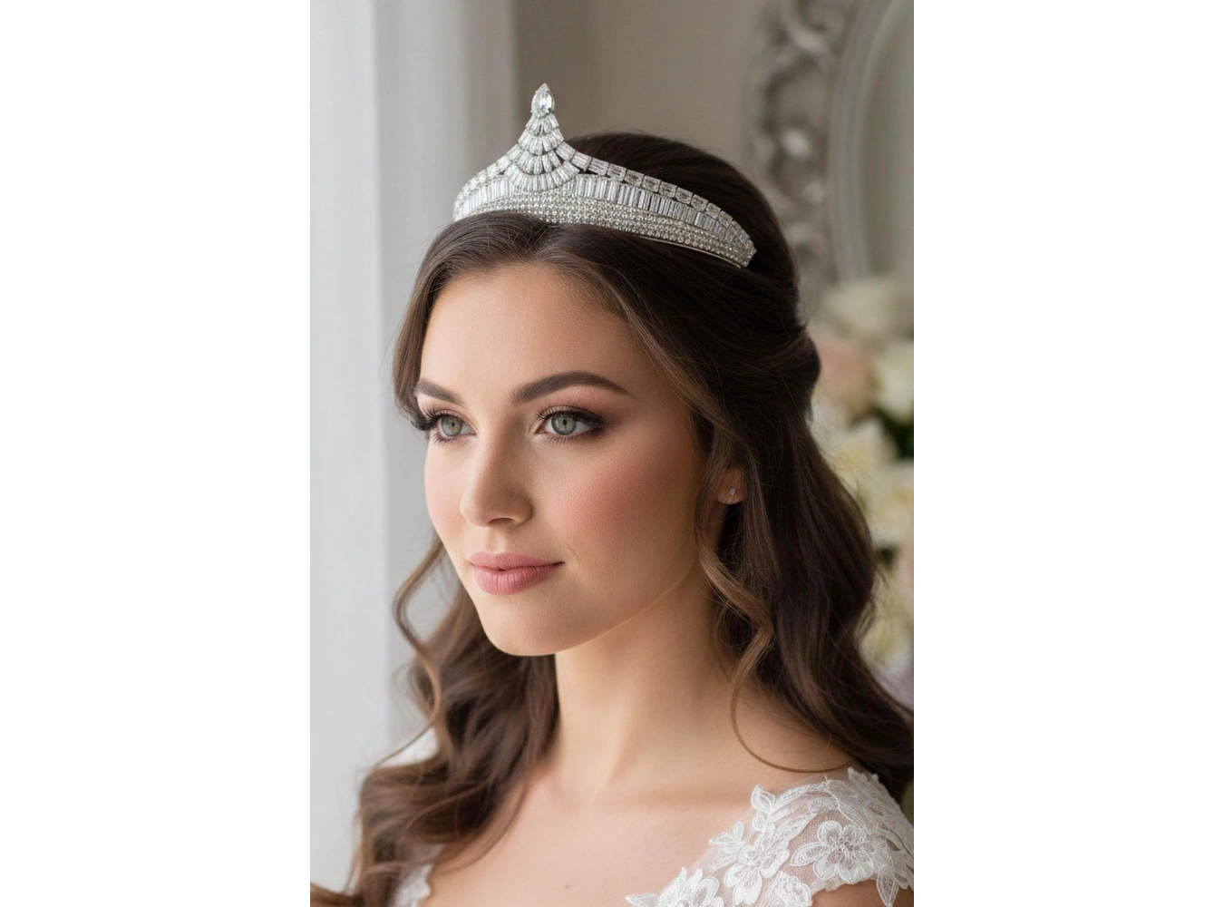 Zirkon Taşlı Gelin/Kına/Nişan/Söz Tasarım Taç
