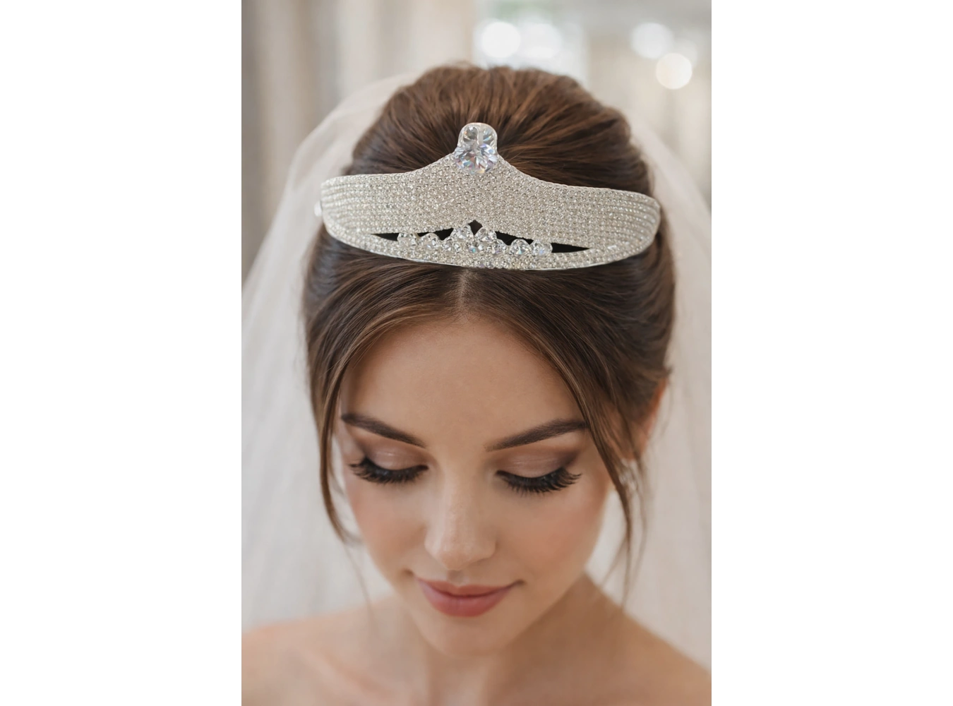 Zirkon Taşlı Gelin/Kına/Nişan/Söz Tasarım Taç