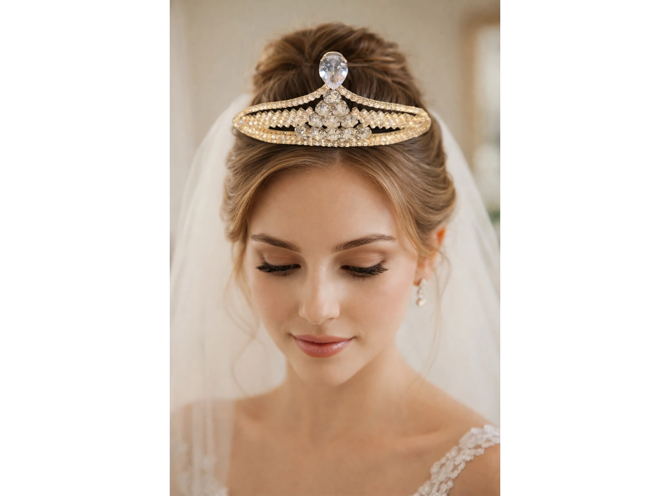 Zirkon Taşlı Gelin/Kına/Nişan/Söz Tasarım Taç
