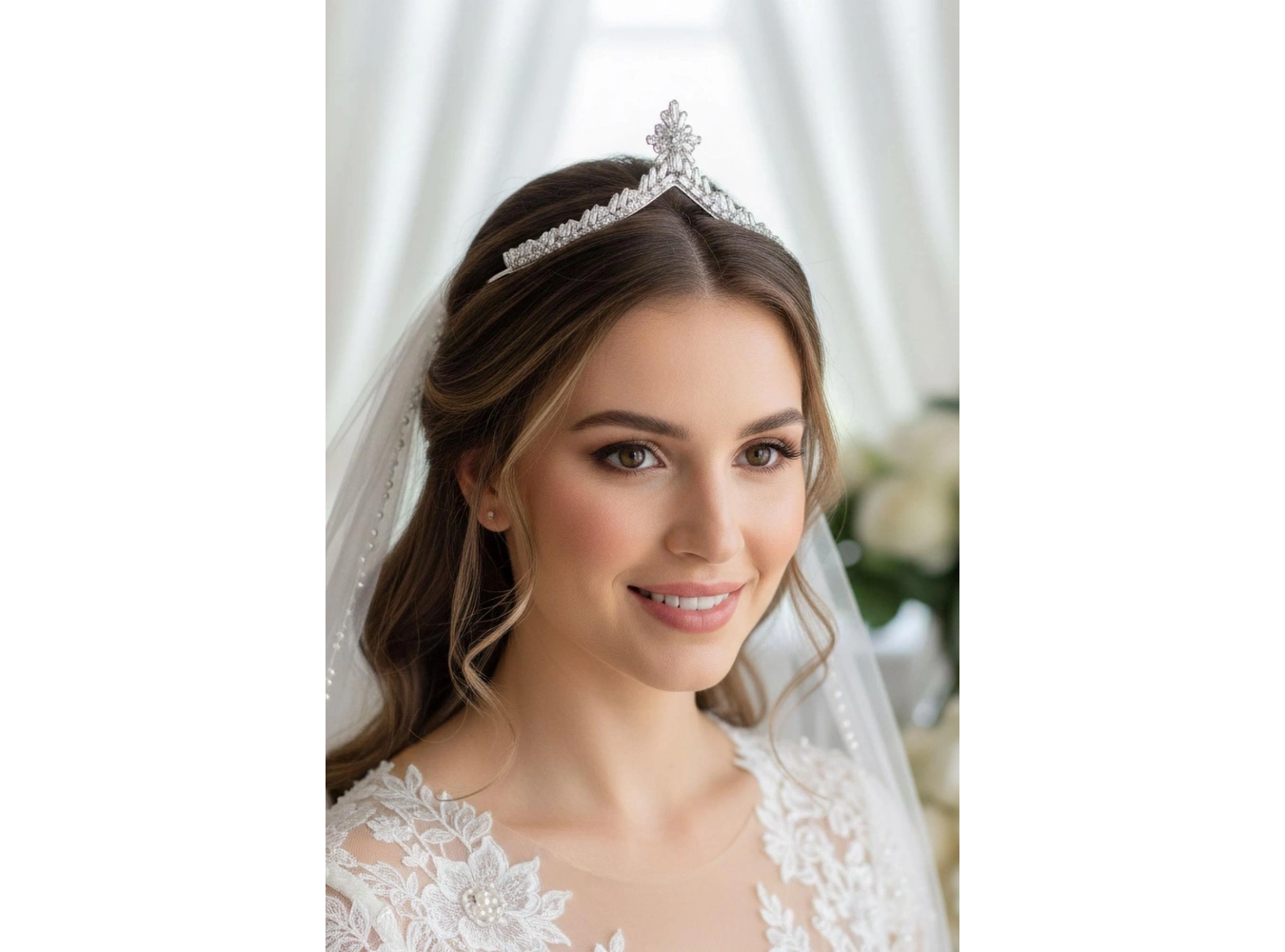 Zirkon Taşlı Gelin/Kına/Nişan/Söz Tasarım Taç