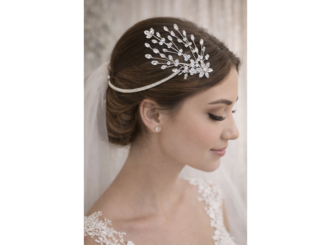 Zirkon Taşlı Gelin/Kına/Nişan/Söz Tasarım Taç