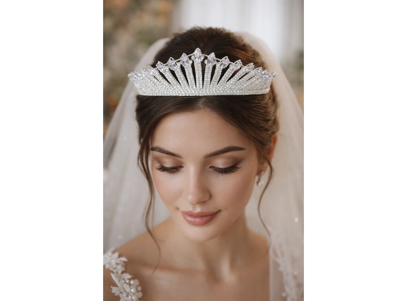 Zirkon Taşlı Gelin/Kına/Nişan/Söz Tasarım Taç