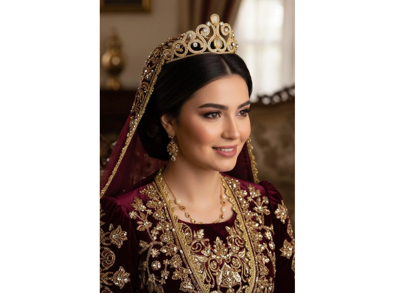 Zirkon Taşlı Gelin/Kına/Nişan/Söz Tasarım Taç