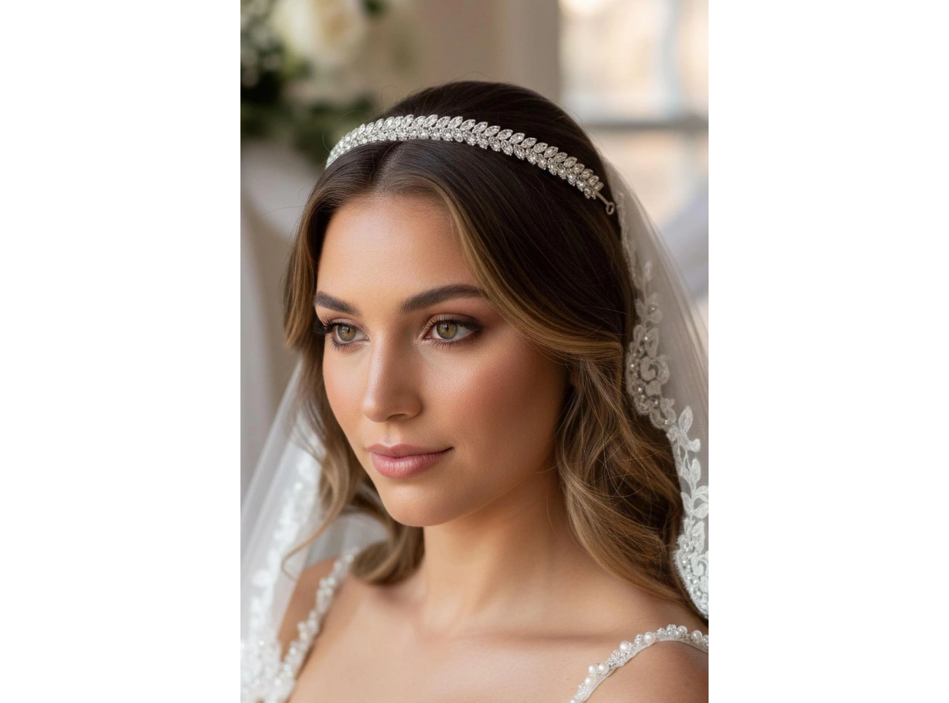 Zirkon Taşlı Gelin/Kına/Nişan/Söz Tasarım Taç