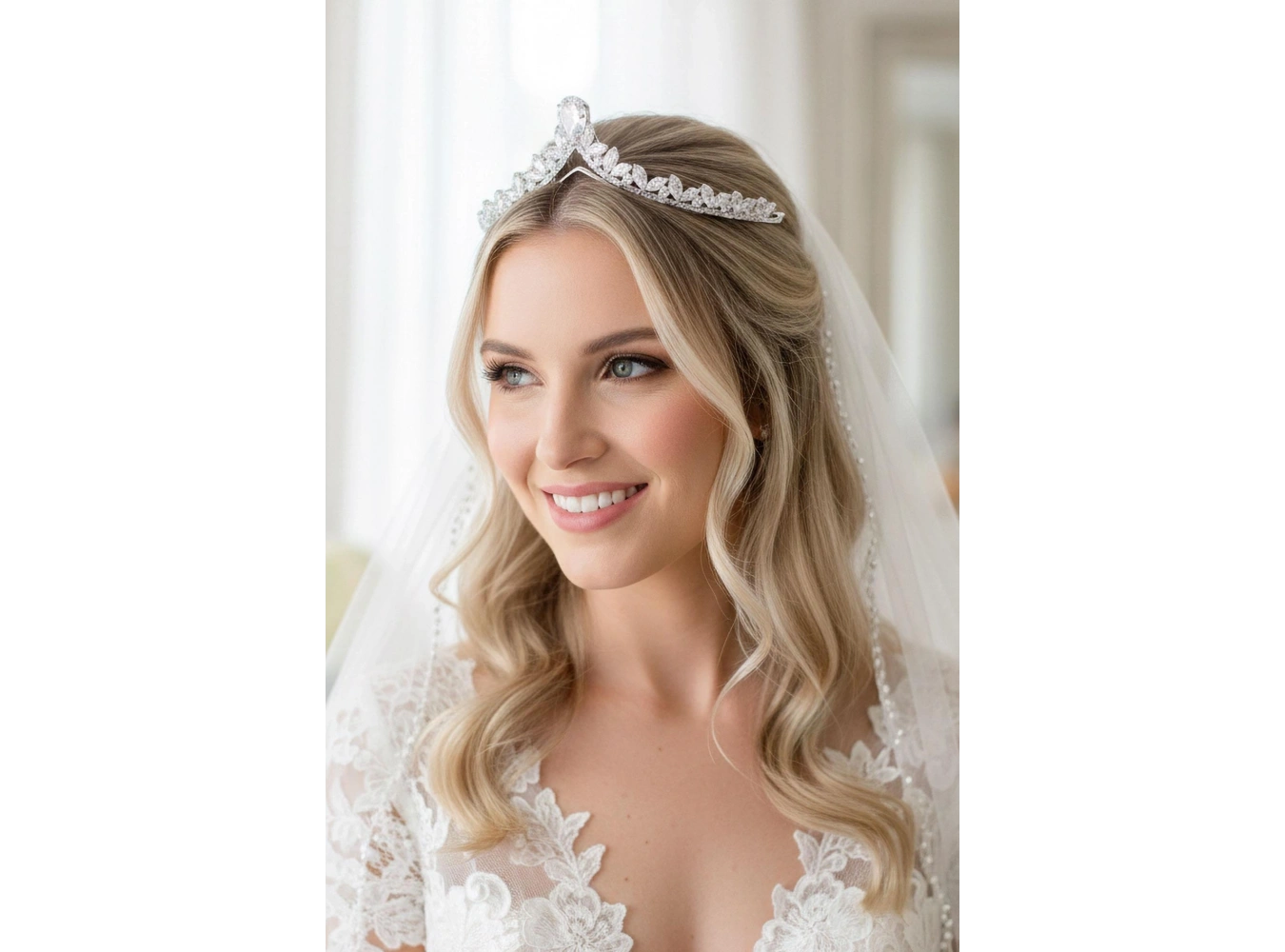 Zirkon Taşlı Gelin/Kına/Nişan/Söz Tasarım Taç