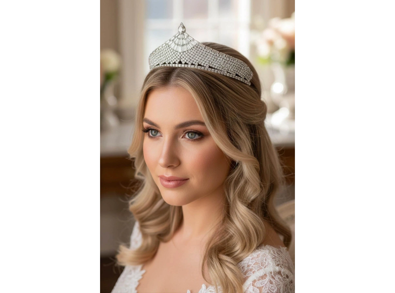 Zirkon Taşlı Gelin/Kına/Nişan/Söz Tasarım Taç