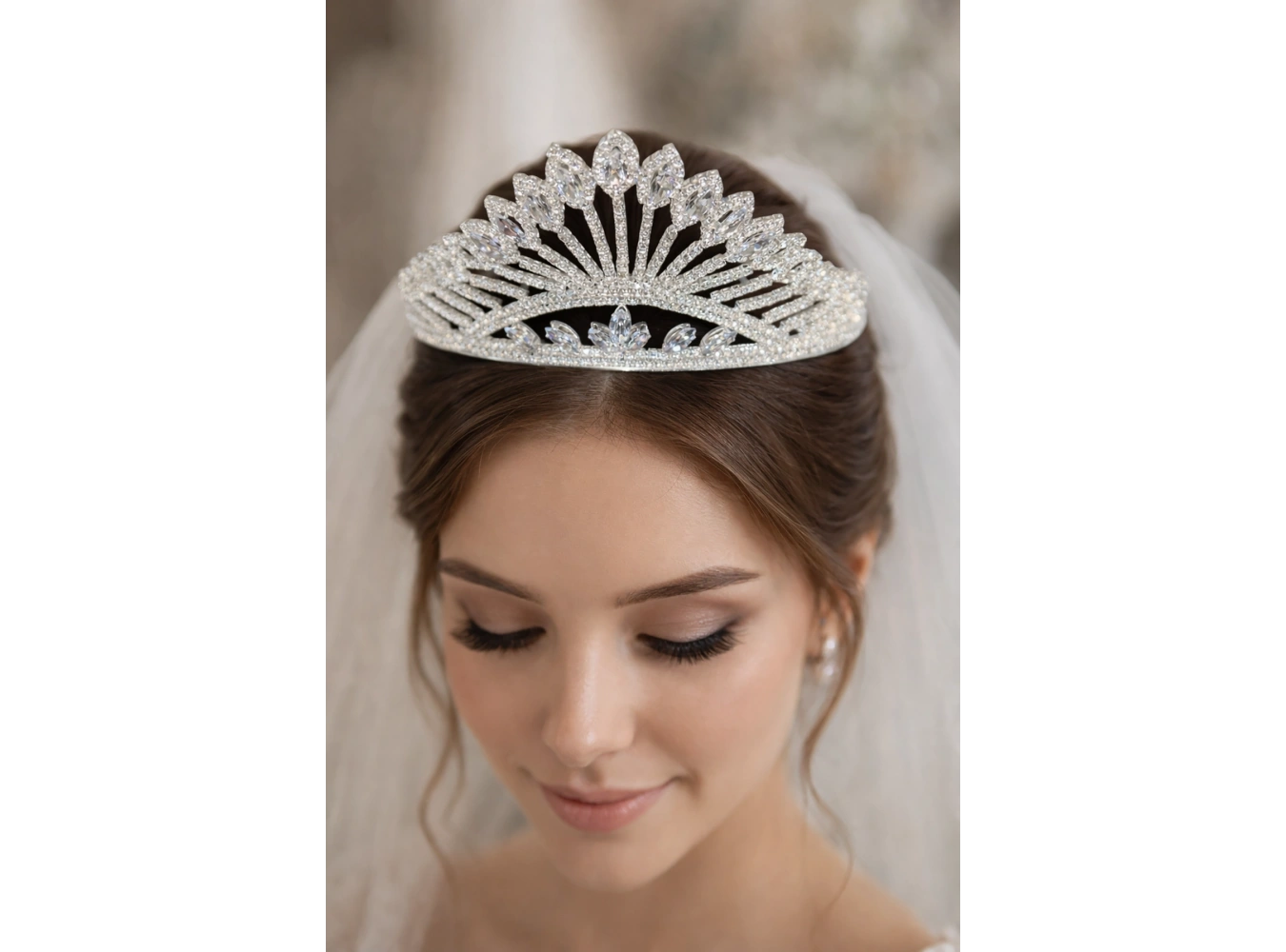 Zirkon Taşlı Gelin/Kına/Nişan/Söz Tasarım Taç