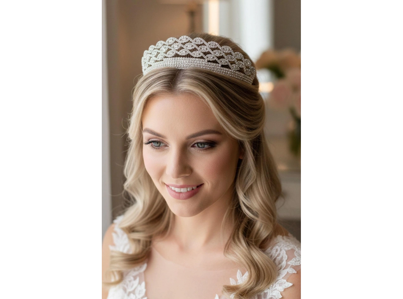 Zirkon Taşlı Gelin/Kına/Nişan/Söz Tasarım Taç