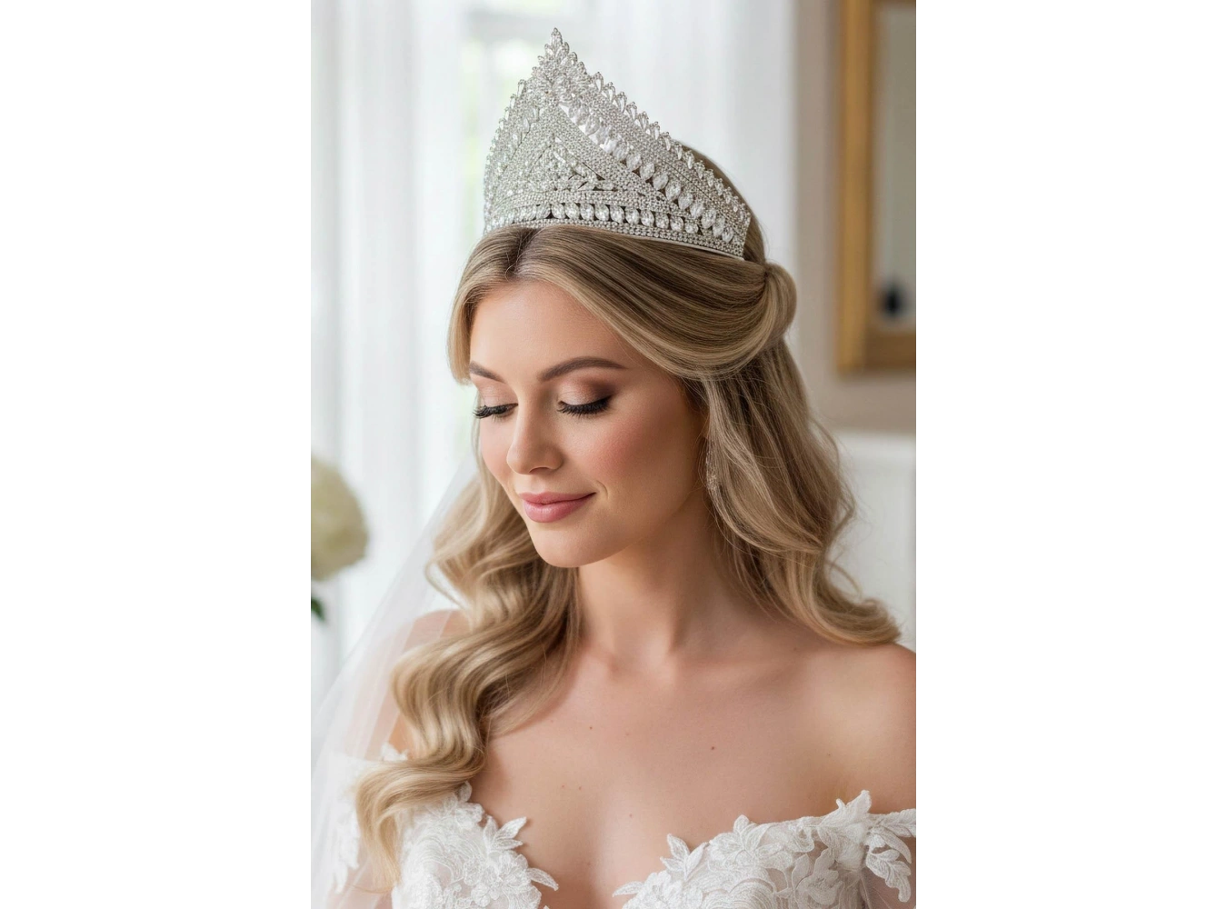 Zirkon Taşlı Gelin/Kına/Nişan/Söz Tasarım Taç