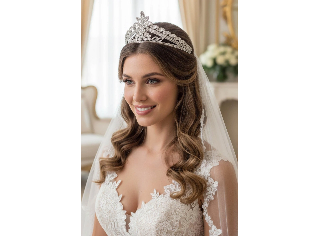 Zirkon Taşlı Gelin/Kına/Nişan/Söz Tasarım Taç