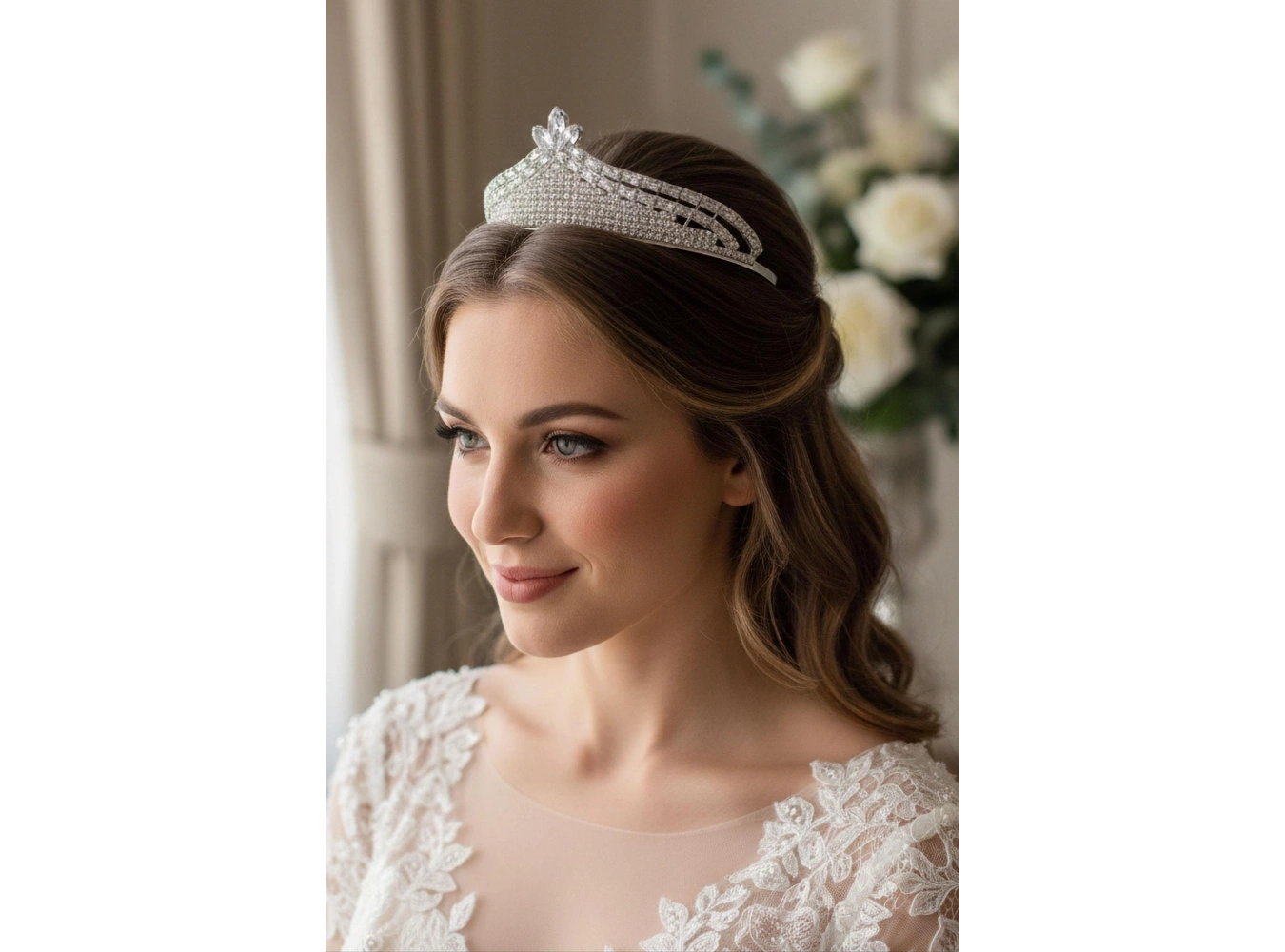 Zirkon Taşlı Gelin/Kına/Nişan/Söz Tasarım Taç