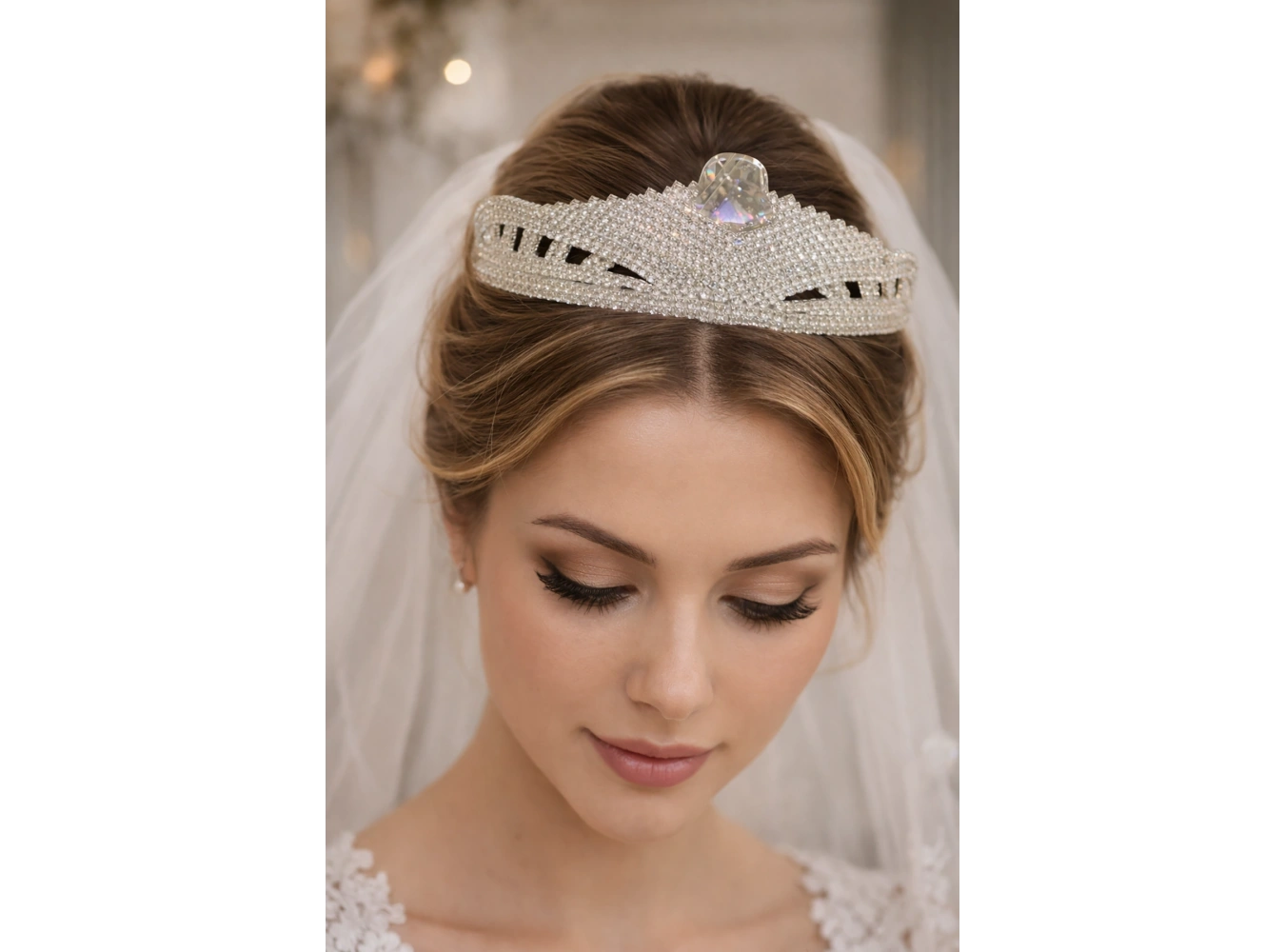 Zirkon Taşlı Gelin/Kına/Nişan/Söz Tasarım Taç