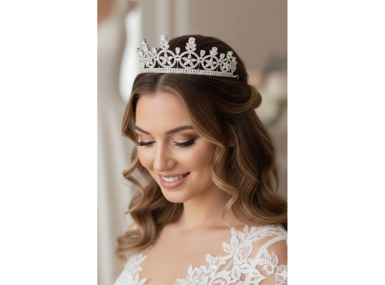 Zirkon Taşlı Gelin/Kına/Nişan/Söz Tasarım Taç