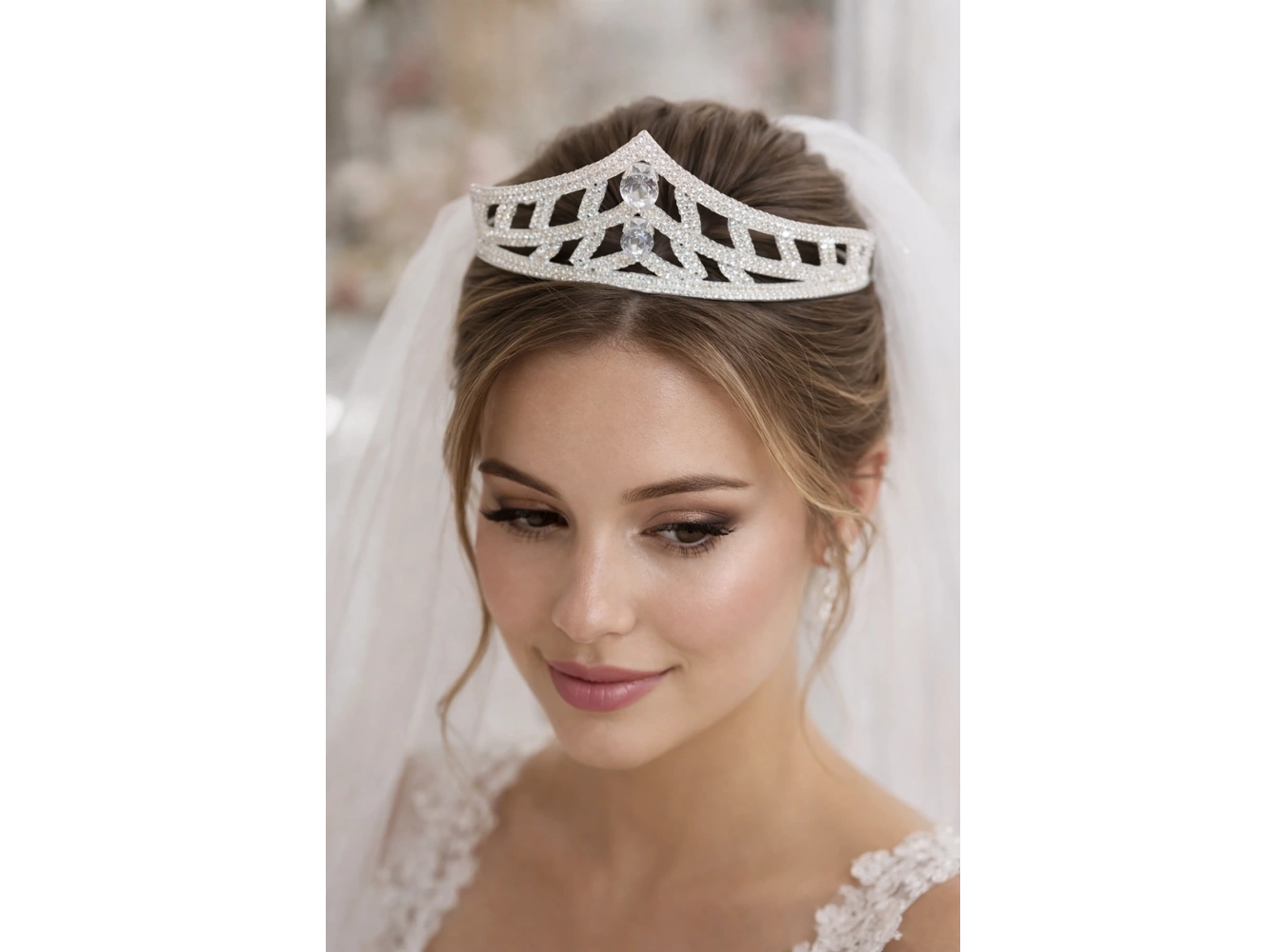 Zirkon Taşlı Gelin/Kına/Nişan/Söz Tasarım Taç