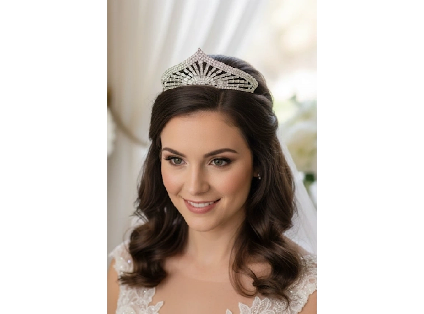 Zirkon Taşlı Gelin/Kına/Nişan/Söz Tasarım Taç