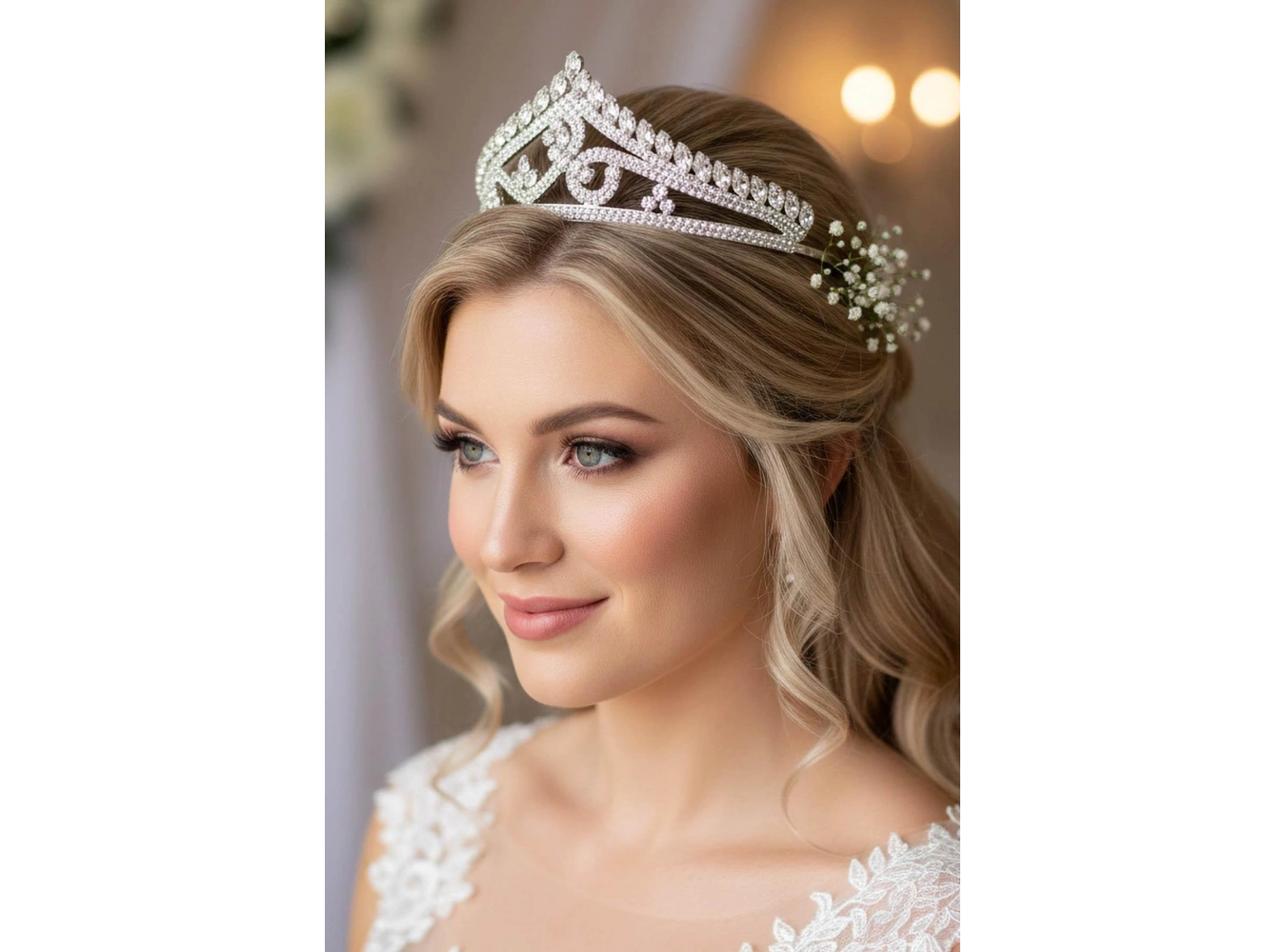 Zirkon Taşlı Gelin/Kına/Nişan/Söz Tasarım Taç