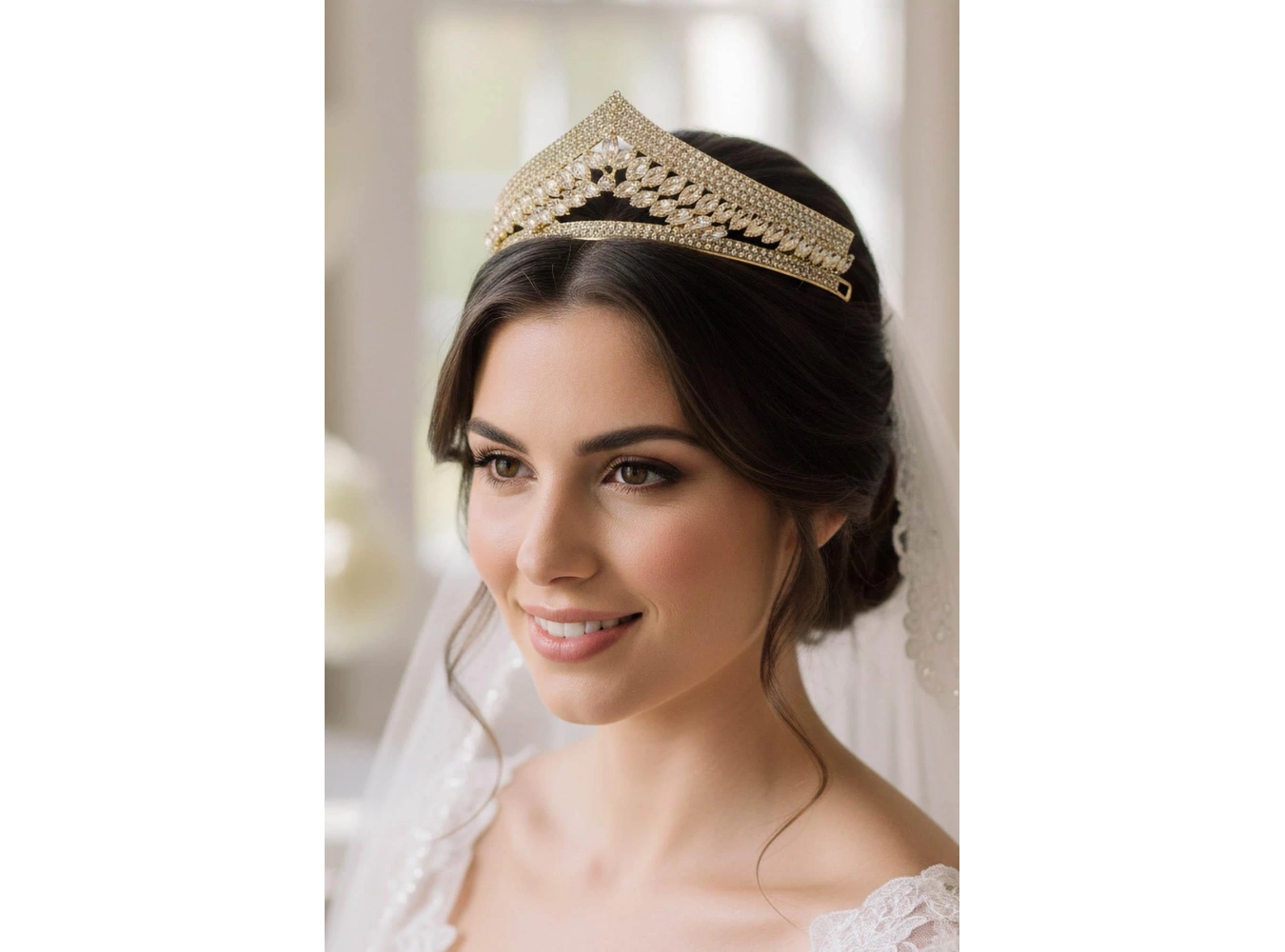 Zirkon Taşlı Gelin/Kına/Nişan/Söz Tasarım Taç