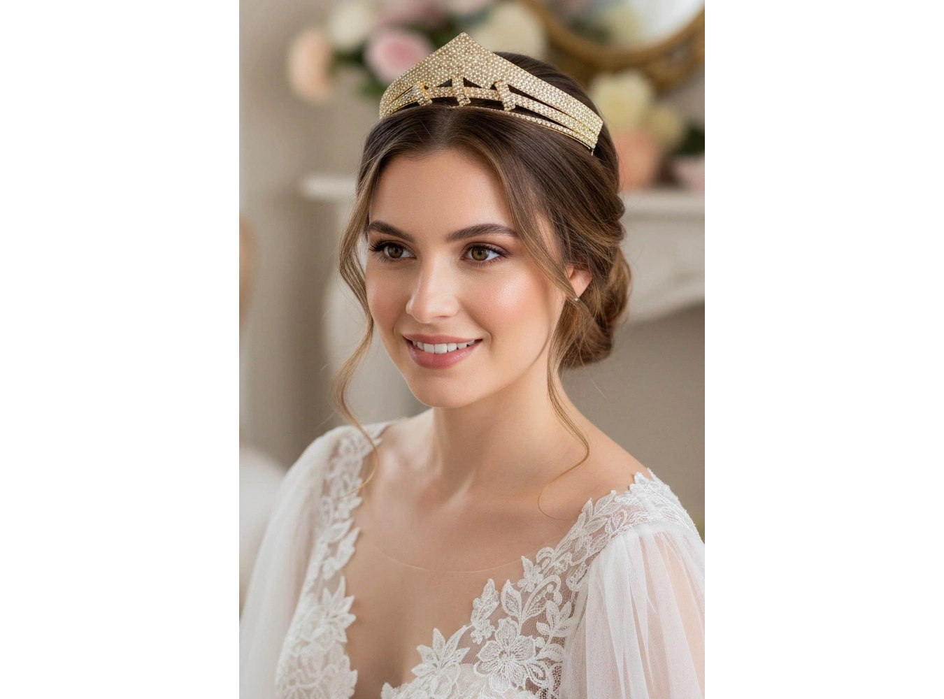 Zirkon Taşlı Gelin/Kına/Nişan/Söz Tasarım Taç