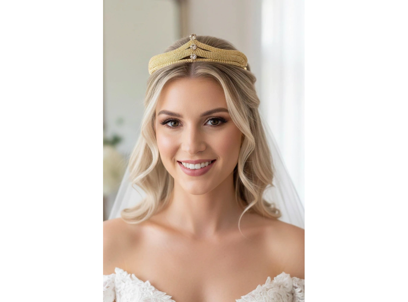 Zirkon Taşlı Gelin/Kına/Nişan/Söz Tasarım Taç