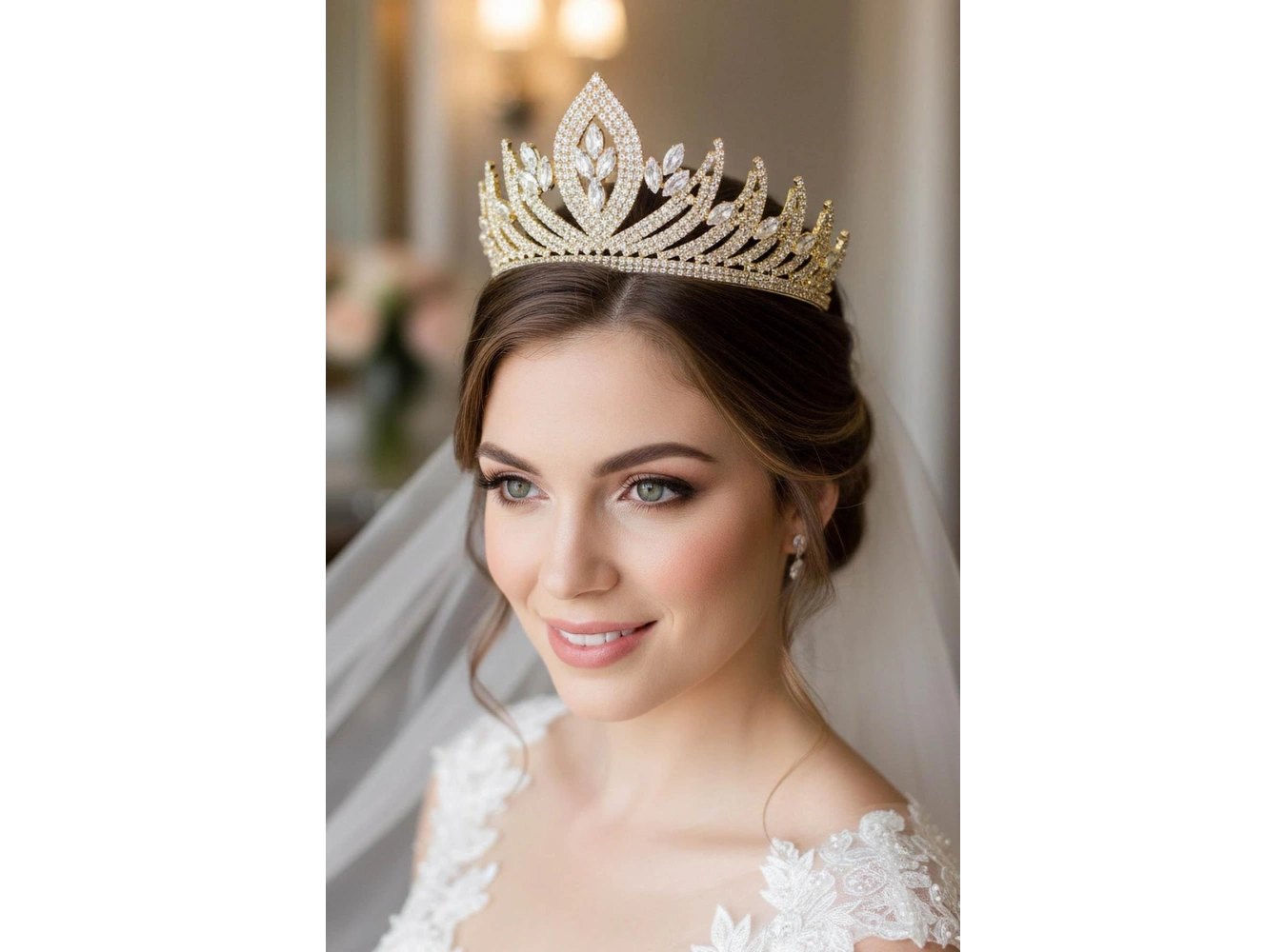 Zirkon Taşlı Gelin/Kına/Nişan/Söz Tasarım Taç