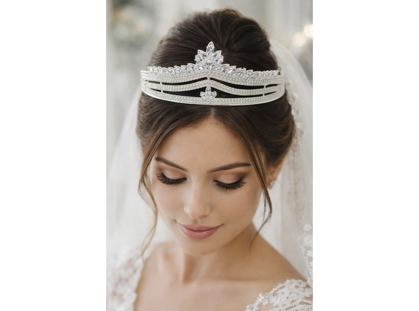 Zirkon Taşlı Gelin/Kına/Nişan/Söz Tasarım Taç