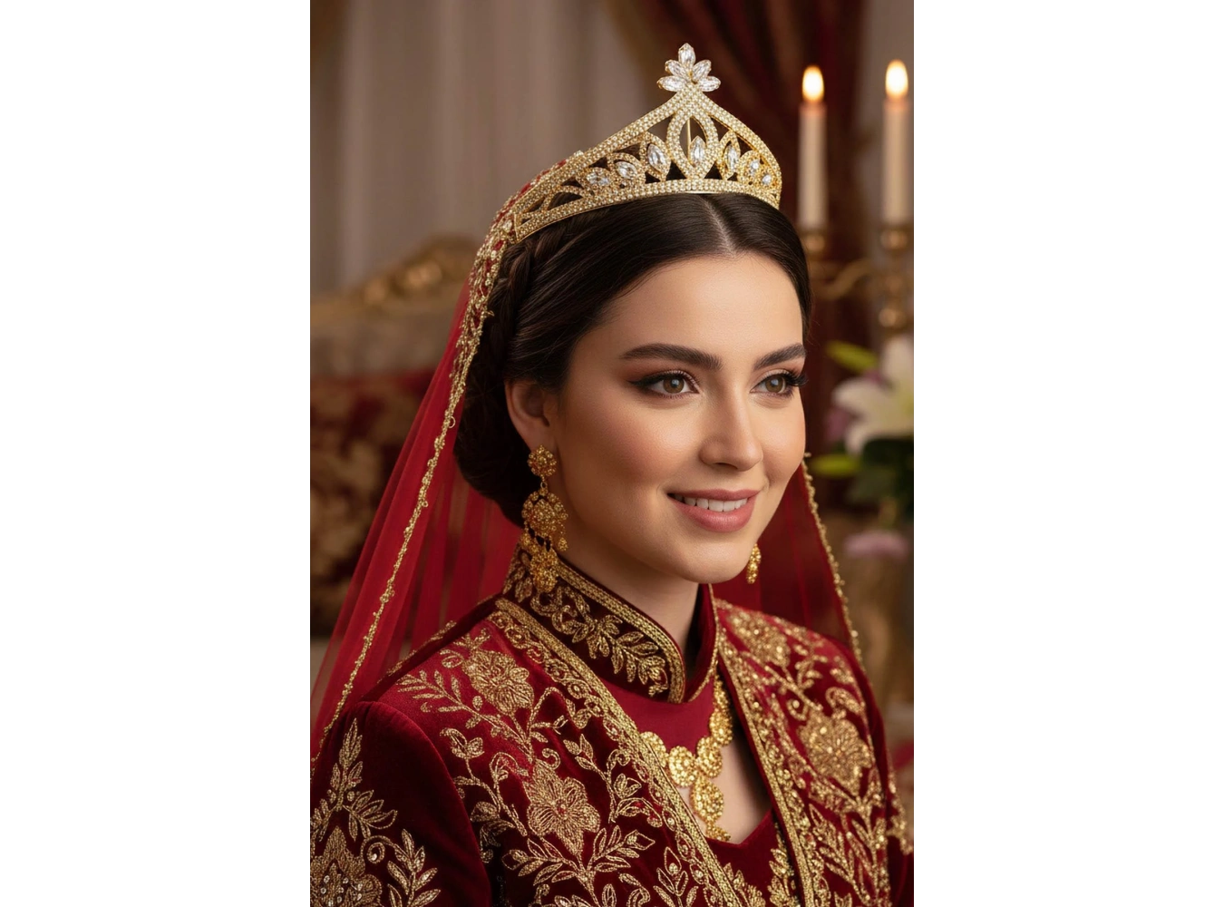 Zirkon Taşlı Gelin/Kına/Nişan/Söz Tasarım Taç